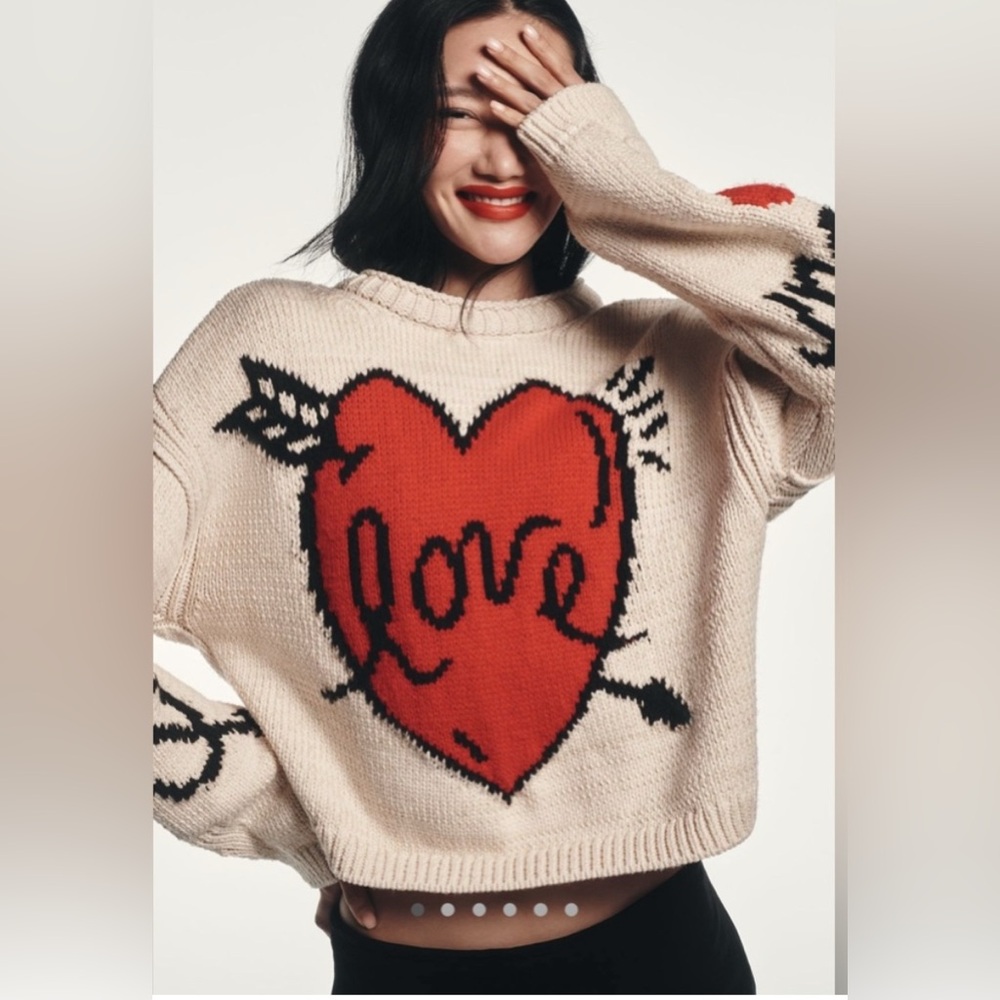 Anthropologie Maeve Lovestruck Crewneck Sweater Medium New with Tags